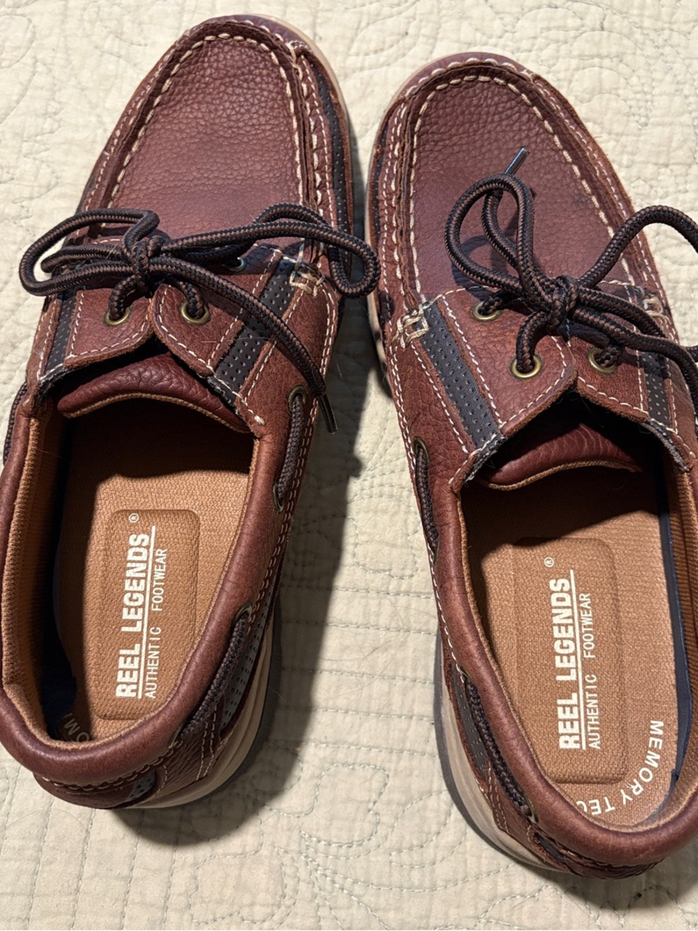 Reel Legends Men’s Dark Brown Leather Lace-Up Boat Shoes
